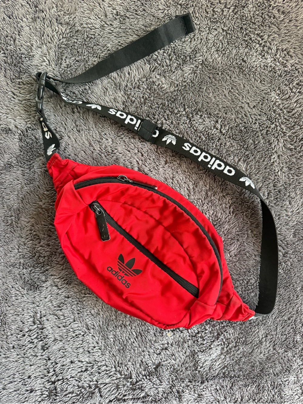 adidas Red Trefoil Waist Bag with Black Logo Strap